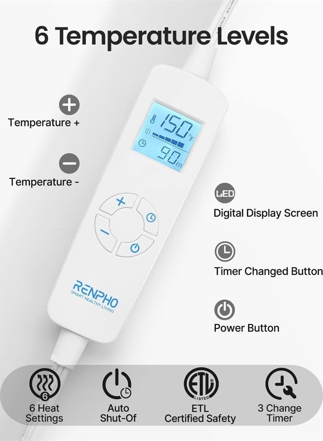 RENPHO Electric Heating Pad for Back Pain Relief, RENPHO Mothers Day Gifts, Fathers Day Dad Gifts, Birthday Day Gifts for Women Men Mom, FSA HSA Eligible, Weighted Neck Shoulder Heat Pad, ETL Certified, Gray - Image 5