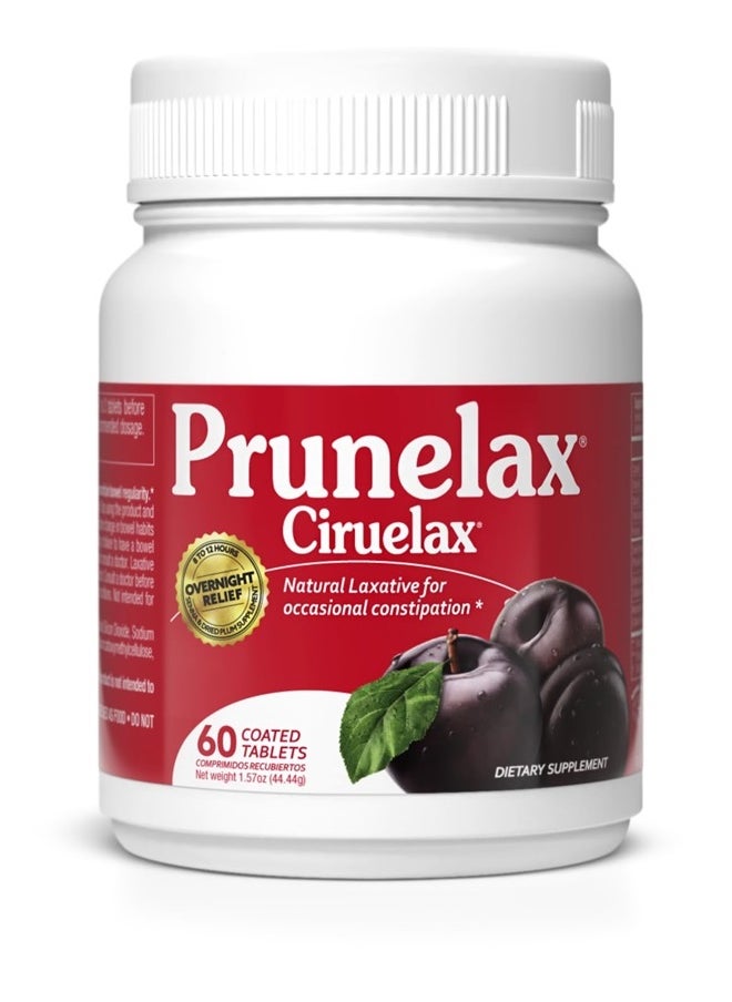 Prunelax - Ciruelax Regular Strength Laxative Tablets - Overnight Relief for Occasional Constipation, Senna Extract, Vegan & Gluten-Free, Fast-Acting Gentle Relief - 60ct - Image 1