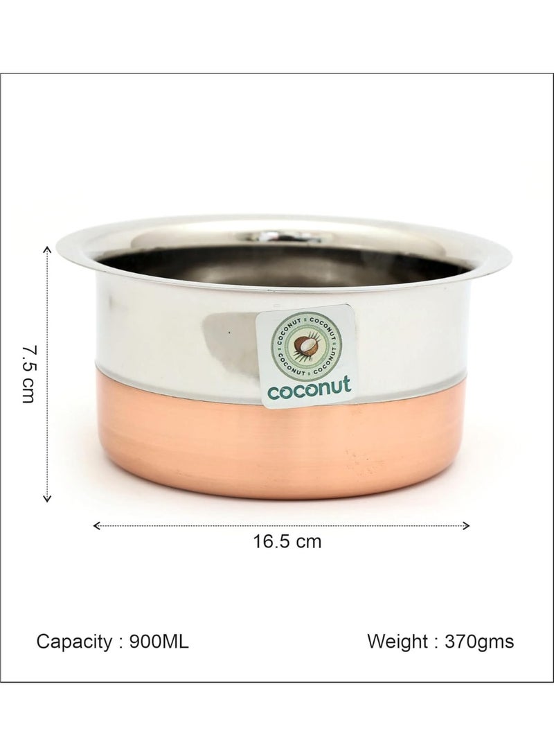 كوكونات قدر طهي فاخر من الفولاذ المقاوم للصدأ بقاعدة نحاسية وغطاء فولاذي من "Coconut" – قدر متعدد الأغراض للمطابخ المنزلية والاحترافية - سعة 900 مل - Image 2