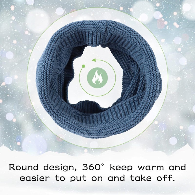 Peecabe Baby Boys Knitted Scarves Warm Toddler Girl Infinity Scarf Kids Soft Chunky Neck Warmer for Fall Winter - Image 2
