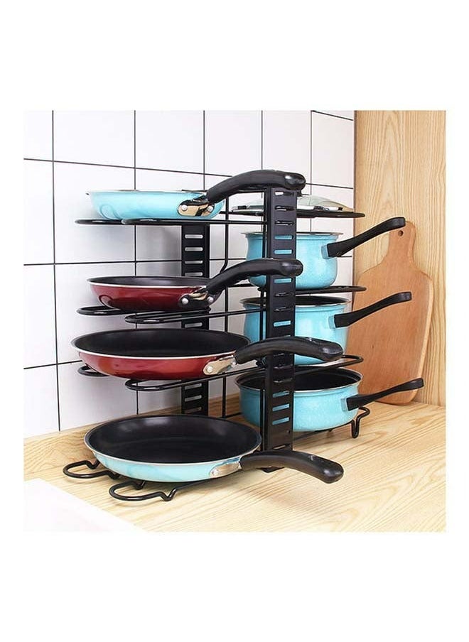 RollsTimi  Pot Rack Organizer 8 Tiers Adjustable Pots and Pans Organizer,Large Capacity Pot Lid Holders Pan Rack For Kitchen Cabinet And Counter Black  - Image 2
