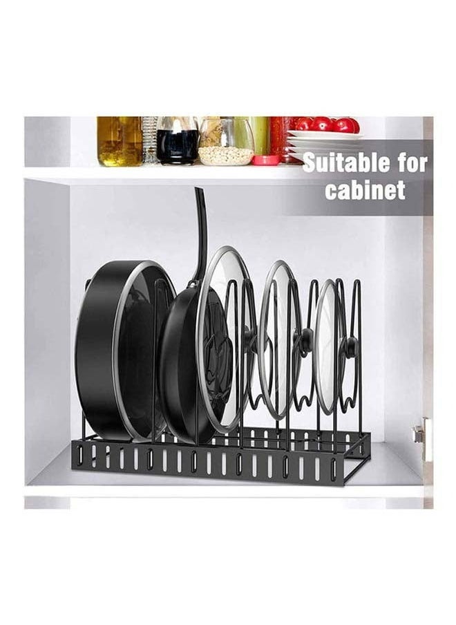 RollsTimi  Pot Rack Organizer 8 Tiers Adjustable Pots and Pans Organizer,Large Capacity Pot Lid Holders Pan Rack For Kitchen Cabinet And Counter Black  - Image 4