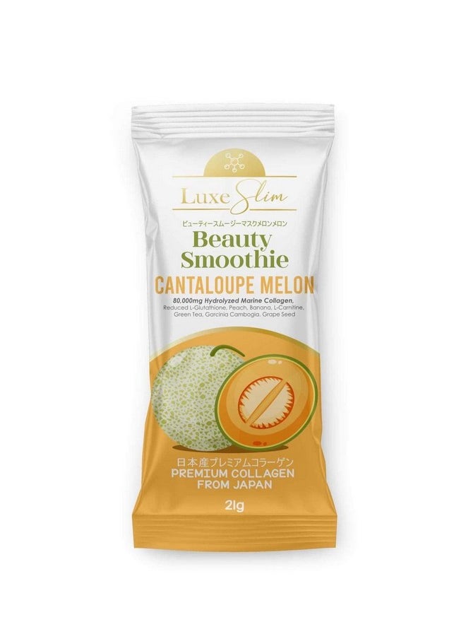 Luxe Slim Beauty Smoothie Cantaloupe Melon, 80,000Mg Hydrolyzed Marine Collagen, 21Gx10 Sachets, 7.4075 Ounce  - Image 4