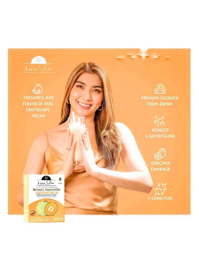 Luxe Slim Beauty Smoothie Cantaloupe Melon, 80,000Mg Hydrolyzed Marine Collagen, 21Gx10 Sachets, 7.4075 Ounce  - Image 2
