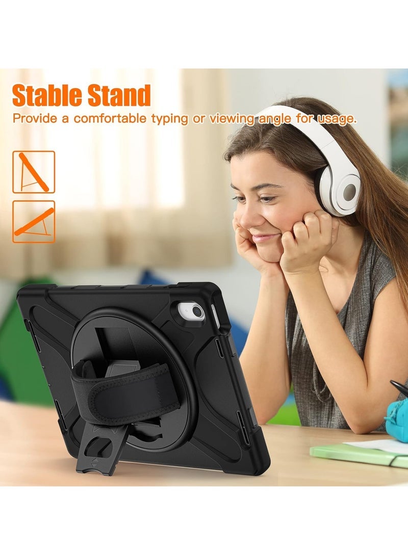 ELTRAZONE iPad 11th Gen (2025) / iPad 10th Gen (2022) Rugged 360° Rotating Shockproof Case – Heavy Duty Defender Cover with Kickstand & Built-in Pencil Holder – Black - Image 4
