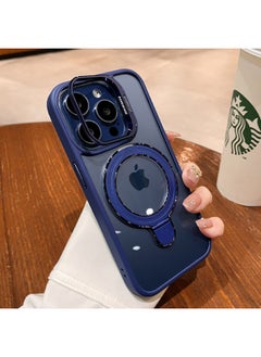 For Iphone 16E Mobile Phone Case U1 Dual Magnetic Bracket For Iphone15PRO Protective Cover Metal 13 Advanced Sense Factory-Color:Dark Blue-Applicable Model:For Iphone 13ProMAX