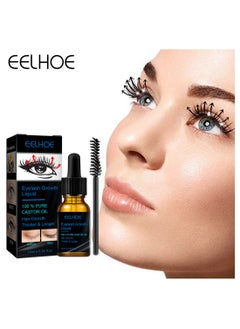 Eyelash Growth Liquid, Castor Oil Eyelash Growth Serum with Applicator Brush, for Stronger Longer and Thicker Eyelashes 10ml