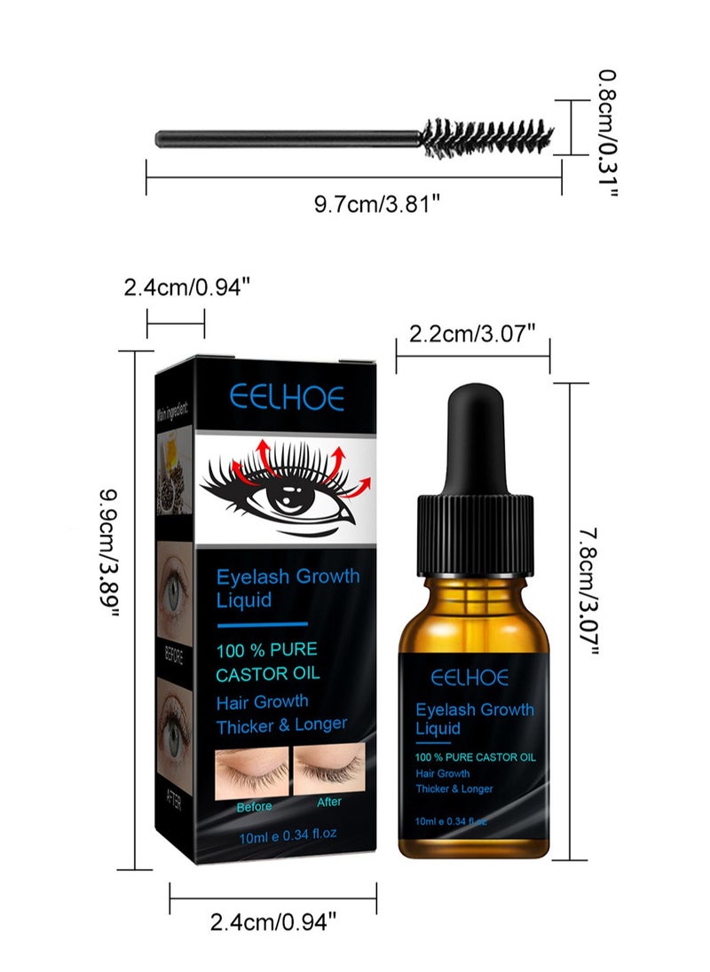 EELHOE - Eyelash Growth Liquid, Castor Oil Eyelash Growth Serum with Applicator Brush, for Stronger Longer and Thicker Eyelashes 10ml - Image 1