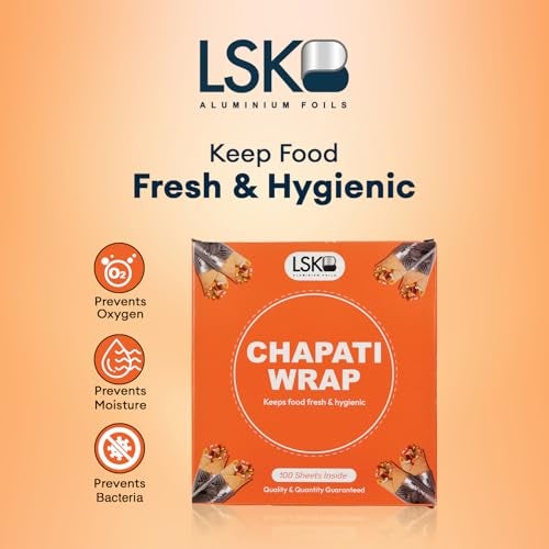 CHAPATI WRAP 100 Pre-Cut Roti Wrapping Aluminium Foil Sheets | 12 Micron Thickness | 27x25 cm Foil Sheets | Ideal for Wrapping Fresh Rotis, Chapatis & Flatbreads - Image 3