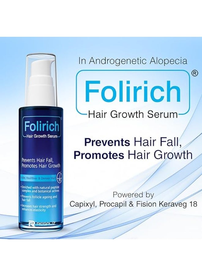Regaliz Folirich Hair Growth Serum | Promotes Fuller, Thicker, and Healthier Hair | Reduces Hair Fall and Strengthens Hair | Suitable for Men and Women | 60mL - Image 2