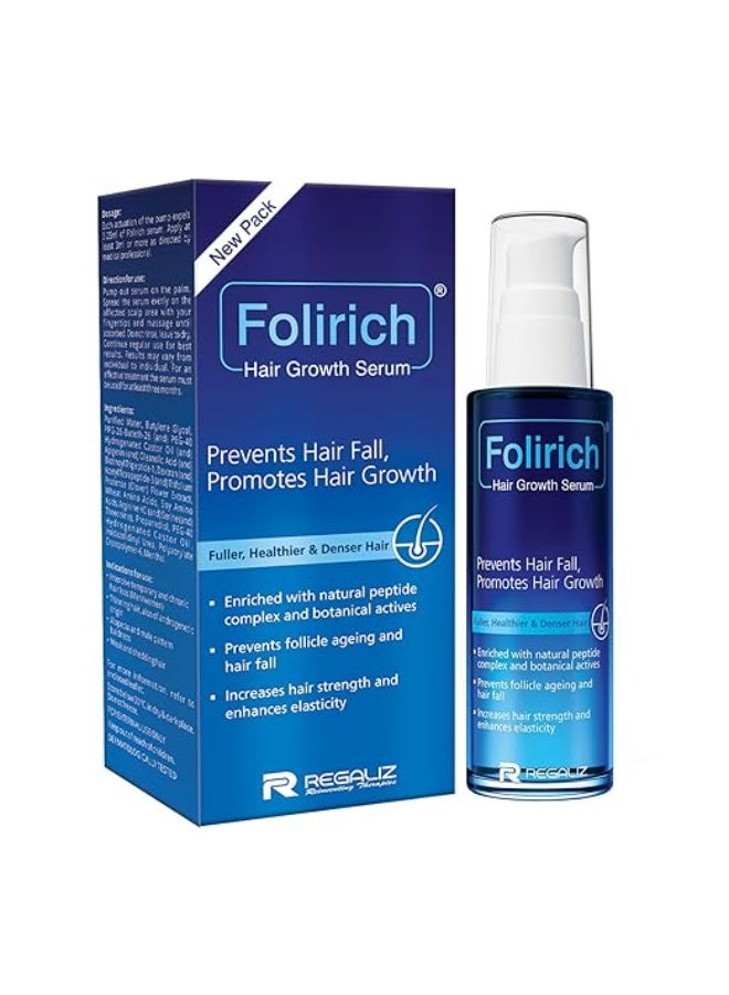 Regaliz Folirich Hair Growth Serum | Promotes Fuller, Thicker, and Healthier Hair | Reduces Hair Fall and Strengthens Hair | Suitable for Men and Women | 60mL - Image 1