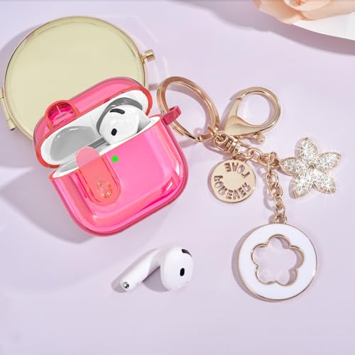 VISOOM (with Safety Lock) Clear Case Compatible with Cute Apple Airpods 4 Cases 2024 Women, VISOOM Soft TPU Transparency Air pods 4 Gen Case iPods 4 Earbuds Case Girl Bling Keychain for Airpod iPod 4th Gen - Image 2