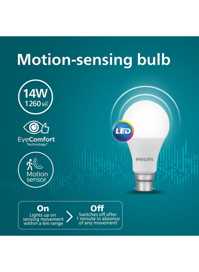 PHILIPS Motion Sensor 14W B22 LED Bulb | motion Sensor Light for Home | motion Sensor LED Bulb | Crystal White, Pack of 1 - Image 2