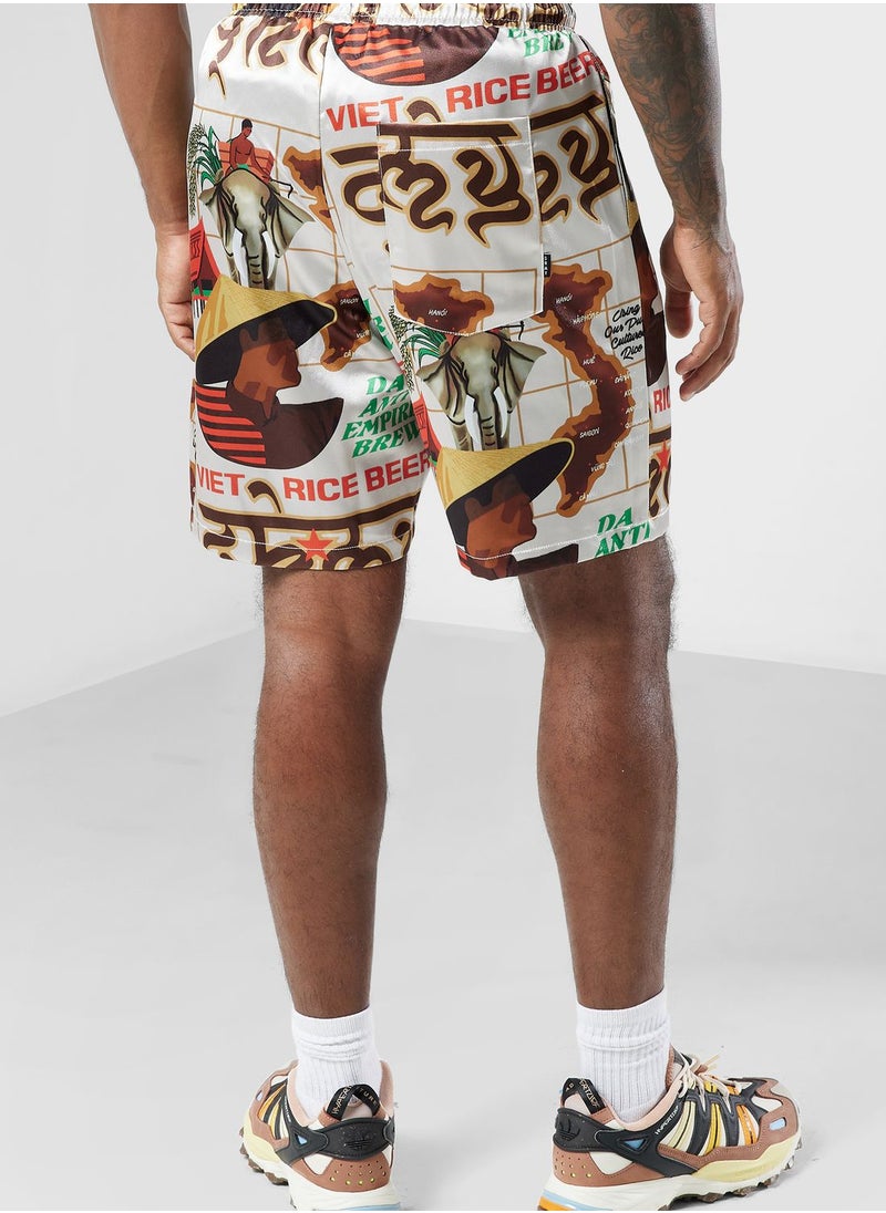 Grimey - Viet Cong Beer Satin Shorts - Image 1