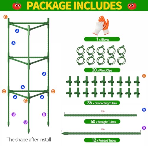 OUREST 4 Pack Large Tomato Cage for Garden Up to 49 H X 16 W Metal Plant Support Stakes with Clips Triangle Pea Cages Cucumber Trellis for Vegetables Pots Vines Flowers Climbing Plants - Image 3