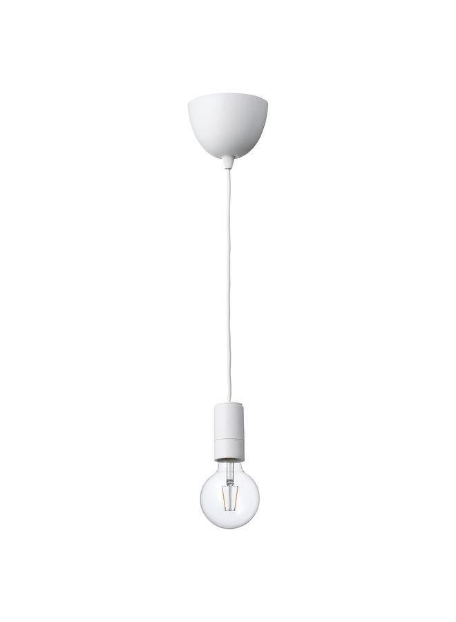 Zaboon Pendant Lamp With Light Bulb, White/Globe Clear - Image 1