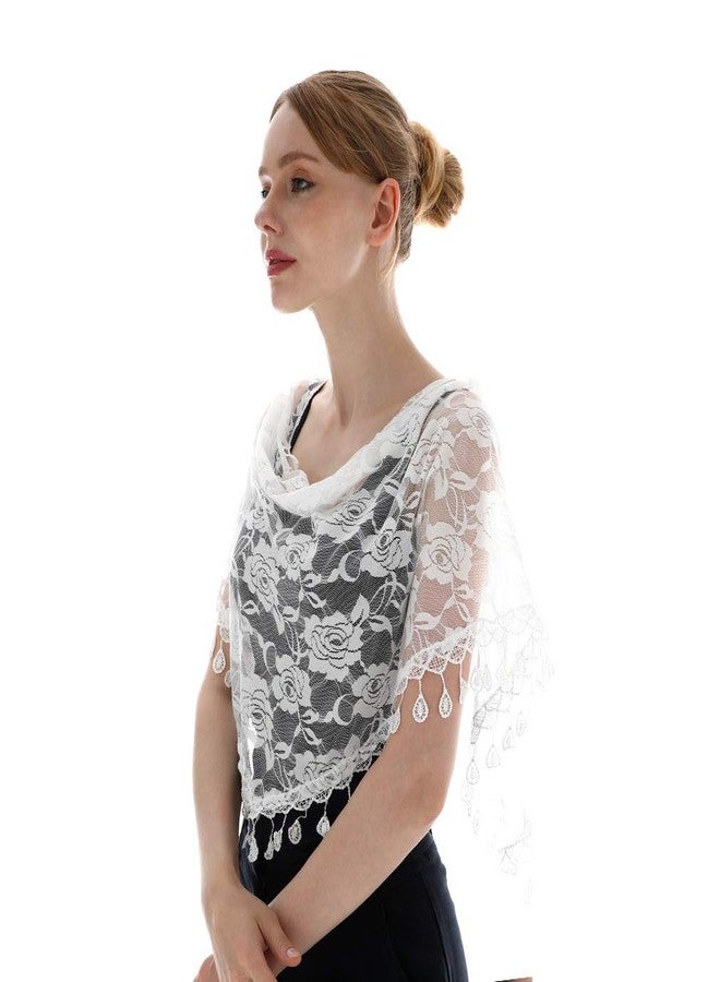 LMVERNA Mass Veil Catholic Church Mantilla Chapel Lace Shawl or Scarf Latin Mass Head Cover with a Handy Storage Pouch (White) - Image 4