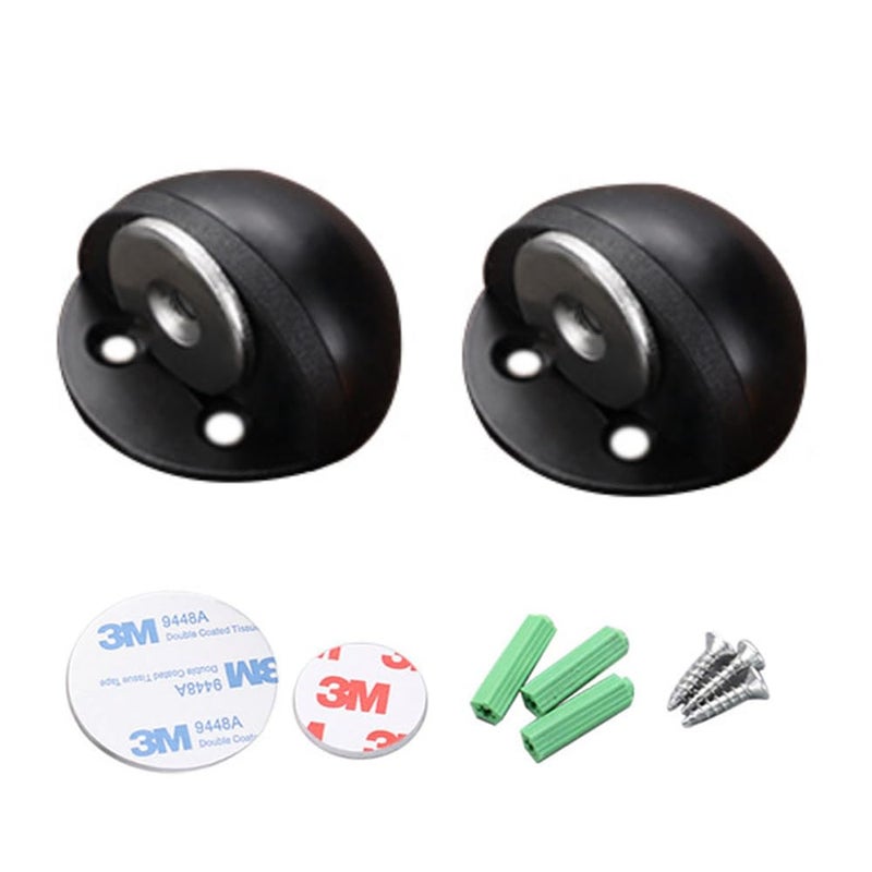 Buffer Door Stop – Black, Double-Hole, 2 Pieces, Wall Bumper, for Door Handle, Anti-Collision