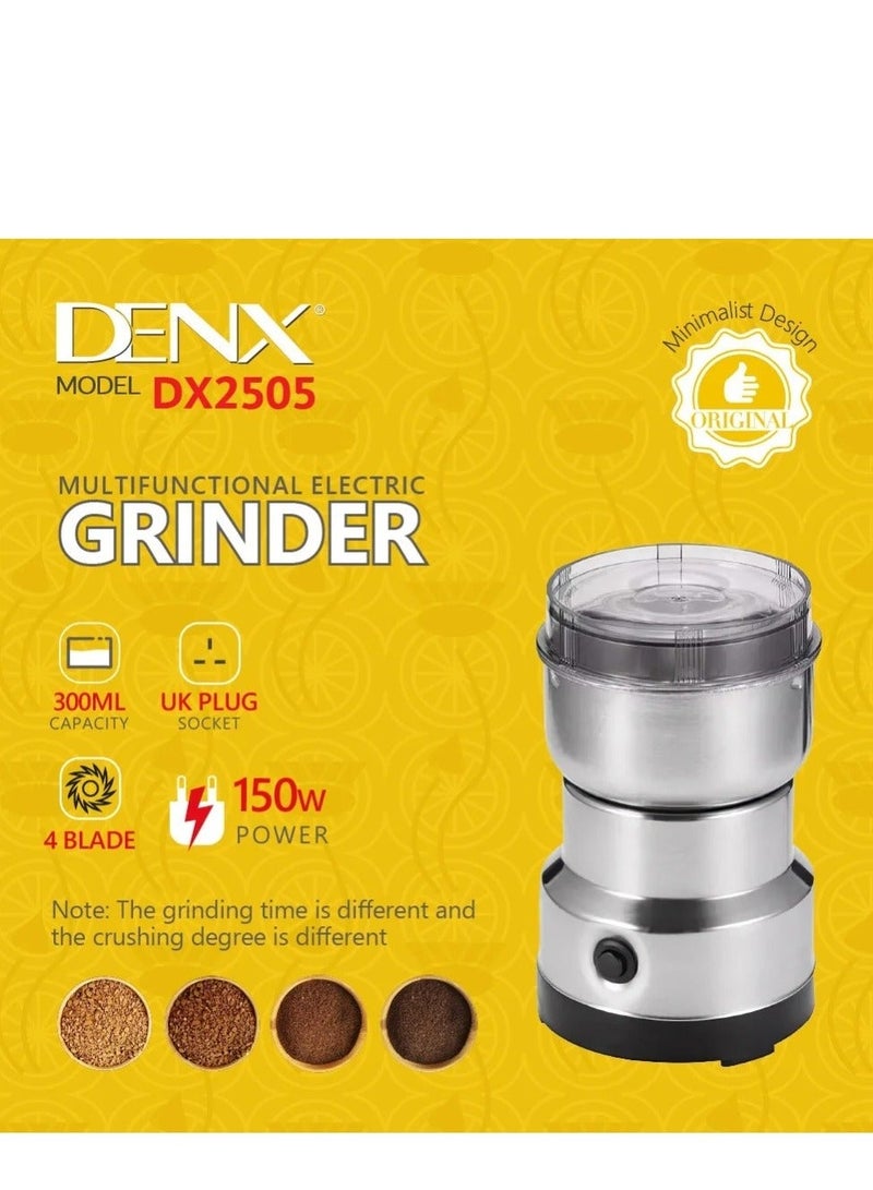 Denx Coffee, spices and grain grinder, 150 watts, capacity 300 ml, equipped with 4 sharp blades - Image 4