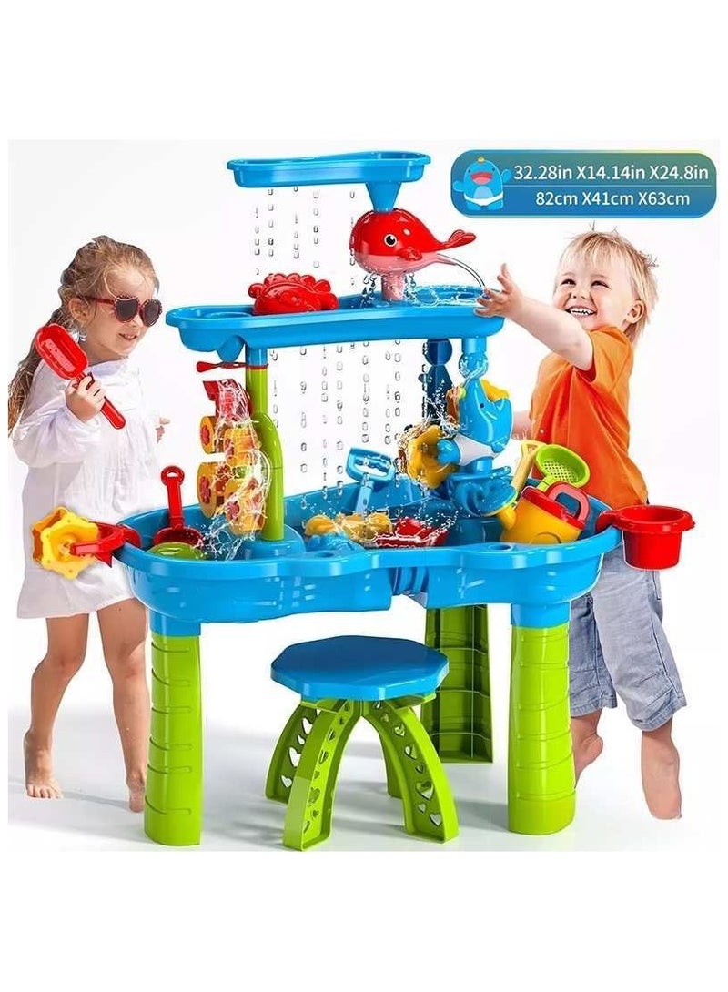 3-in-1 Sand & Water Table Toy Center | with Detachable Corners & 42PCS Beach Toys | Convertible Splash Pond & Sandbox | Summer Outdoor Fun for Toddlers, Boys & Girls - Image 1