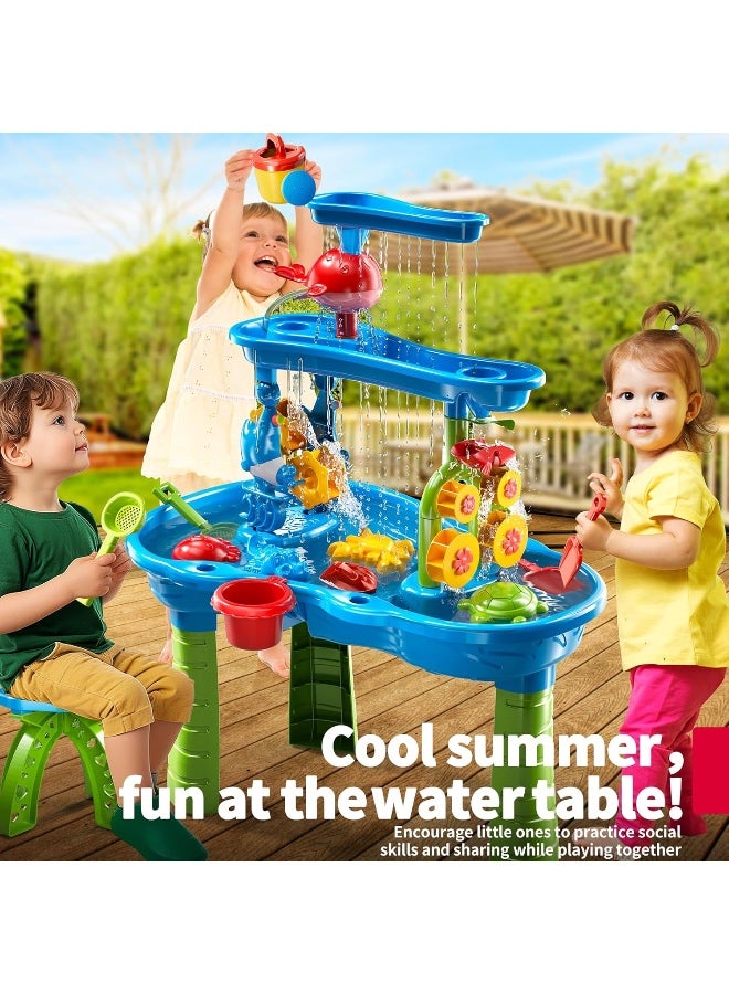 3-in-1 Sand & Water Table Toy Center | with Detachable Corners & 42PCS Beach Toys | Convertible Splash Pond & Sandbox | Summer Outdoor Fun for Toddlers, Boys & Girls - Image 4