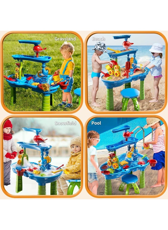 3-in-1 Sand & Water Table Toy Center | with Detachable Corners & 42PCS Beach Toys | Convertible Splash Pond & Sandbox | Summer Outdoor Fun for Toddlers, Boys & Girls - Image 5