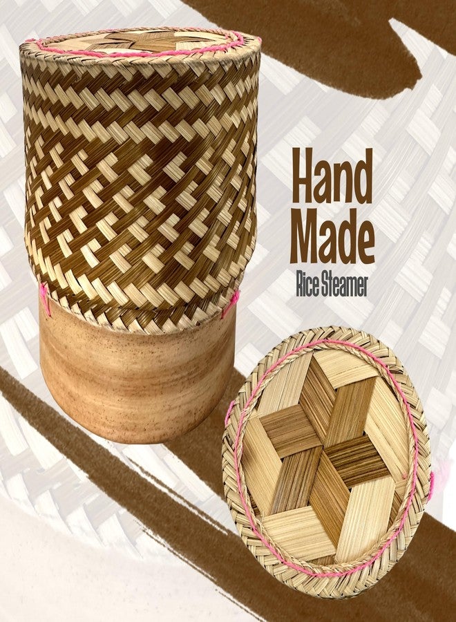 CraftCurl Bamboo Rice Steamer - Natural, Durable, Eco-Friendly & Food Safe Sticky Rice Basket, 6 Cubic Inches, Lightweight Handmade - Image 2