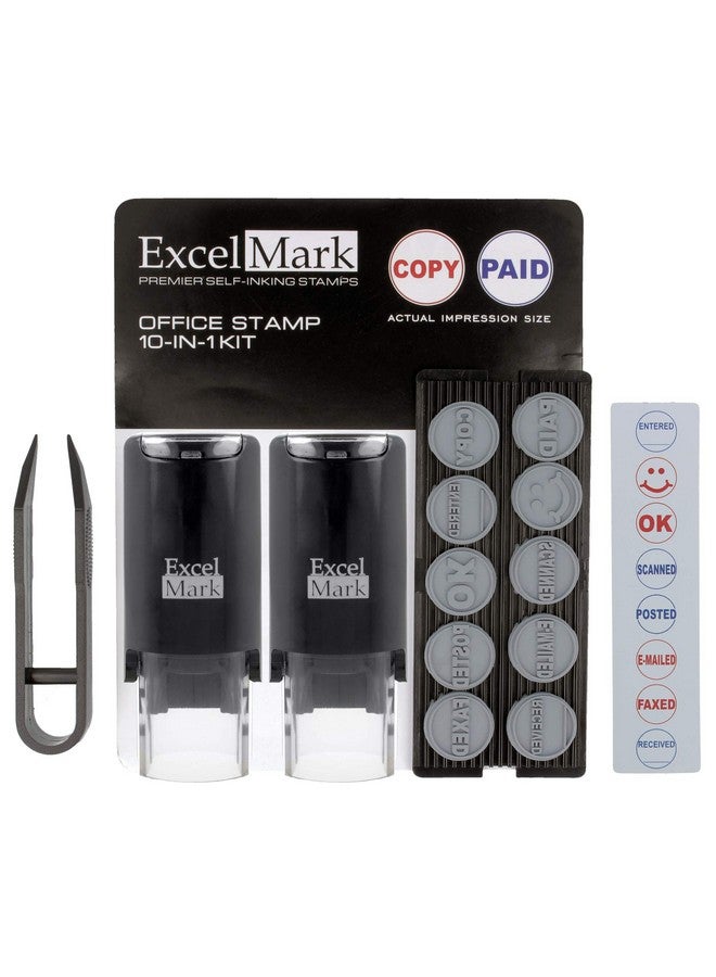 إكسلمارك مجموعة طوابع مكتبية مطاطية ذاتية الحبر A-17 DIY - حبر أحمر وأزرق - Image 1