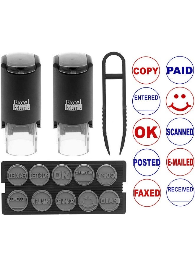 إكسلمارك مجموعة طوابع مكتبية مطاطية ذاتية الحبر A-17 DIY - حبر أحمر وأزرق - Image 2