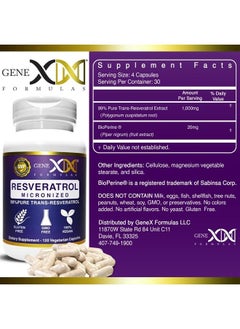 Genex Formulas GENEX 99% Micronized Trans-Resveratrol with BioPerine for Absorption 1000mg | Pure Organic Pharmaceutical Grade Trans-Resveratrol Capsules for Healthy Aging, 120 Capsules (1)  - Image 2