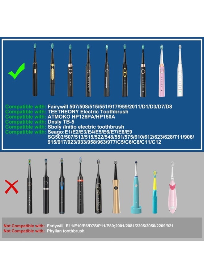 10 Pack Electric Toothbrush Replacement Heads Compatible with Fairywill,Toothbrush Heads Compatible with FW-507/508/551/515/917/959/2011,FW-D1/D3/D7/D8 - Image 3
