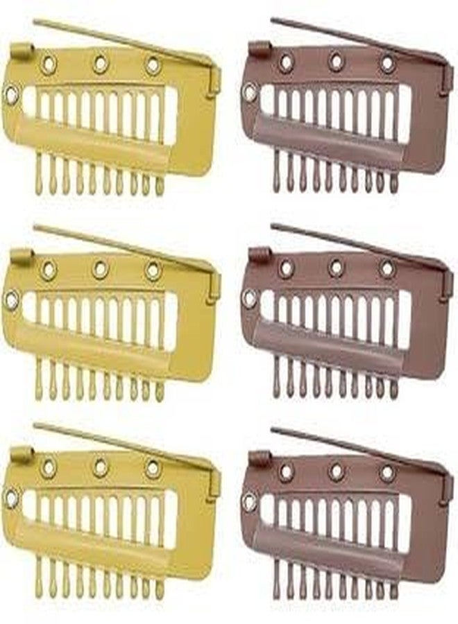 Rinpoche 6-Piece Set of Dupatta and Veil Holding Clips - Strong Grip Stainless Steel Hair Fasteners with Safety Pins for Brides, Headscarves, Chunnis, and Hair Extensions - Ideal for Wedding (Golden brown) - Image 1