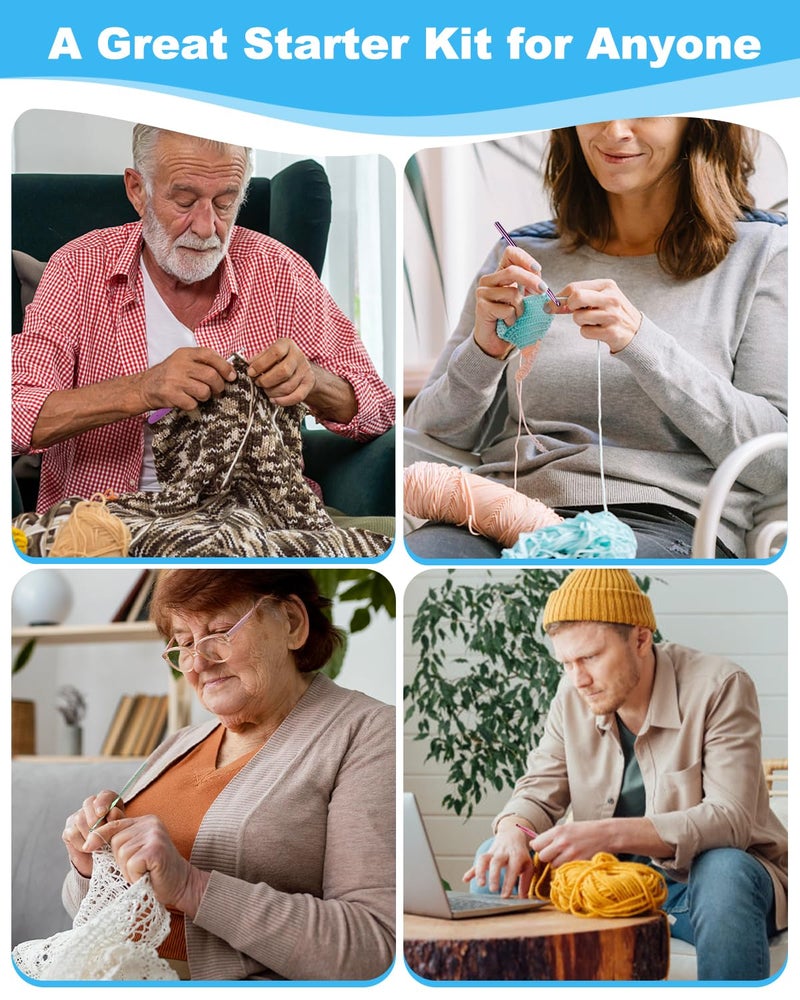 Aeelike Crochet Kit for Beginners Young and Old, First Crochet Kit for Adults Include 23pcs Crocheting Hooks, 655 Yards Yarn Set, Instruction, Bag, Crocheting Accessories and Supplies, Blue - Image 5