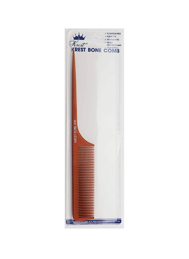Krest Bone 9 Inch Rattail Comb - Professional Heat Resistant Detangling and Sectioning Comb