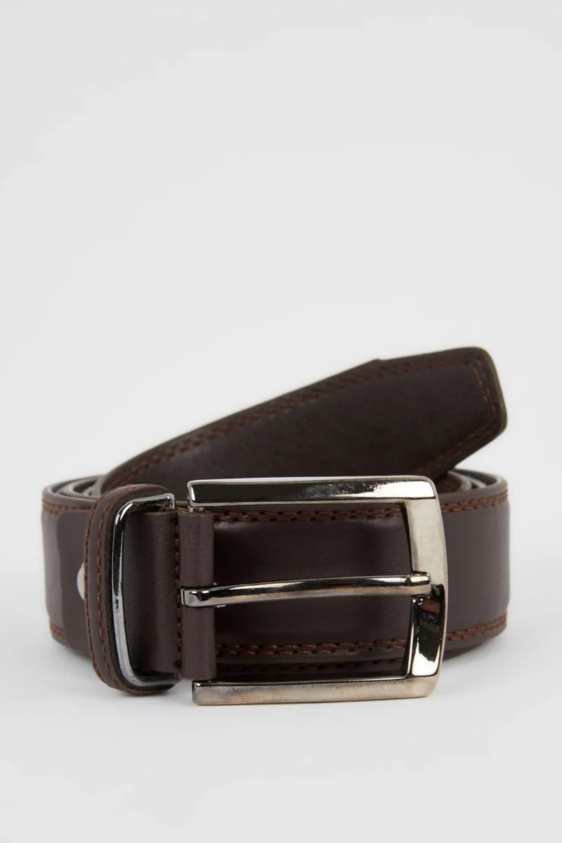 DeFacto Man Rectangular Buckle Leather Look Belt