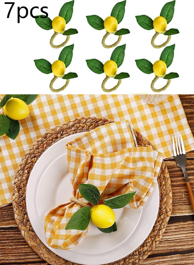 KANGLI 7Pcs Yellow Lemon Napkin Rings  Metal Napkin Holders Wedding Lemon Napkin Buckles Thanksgiving   Festival Table Decor - Image 1