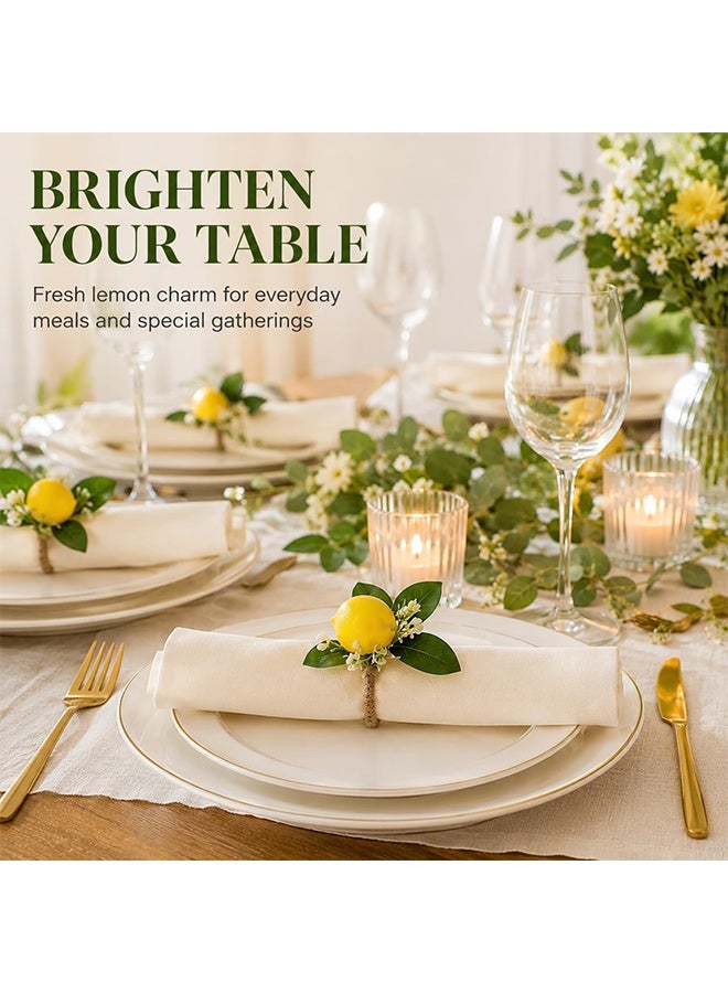 KANGLI 7Pcs Yellow Lemon Napkin Rings  Metal Napkin Holders Wedding Lemon Napkin Buckles Thanksgiving   Festival Table Decor - Image 2