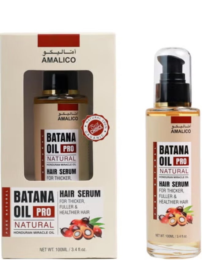 AMALICO Pure Natural Batana Oil Hair Serum Unrefined Honduran Miracle Oil For Thicker, Fuller & Healther Hair 100 ml