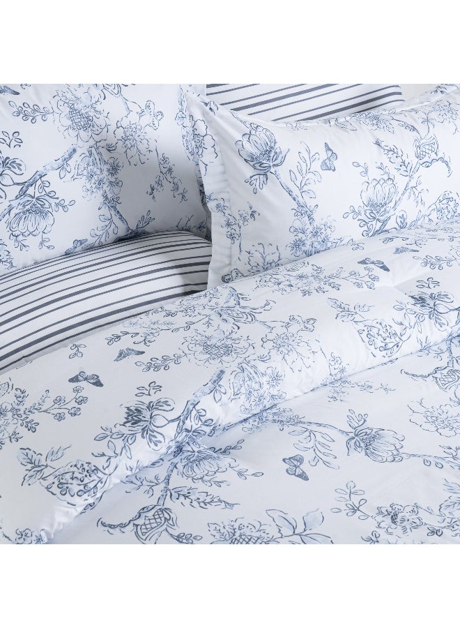 Cottage Icy Floral 6Pc Comforter Super King Blue 250*260 Cm - Image 3