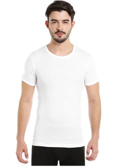 BYC MEN'S ROUND NECK COTTON UNDERSHIRT (PACK OF 3) - WHITE  - Image 3