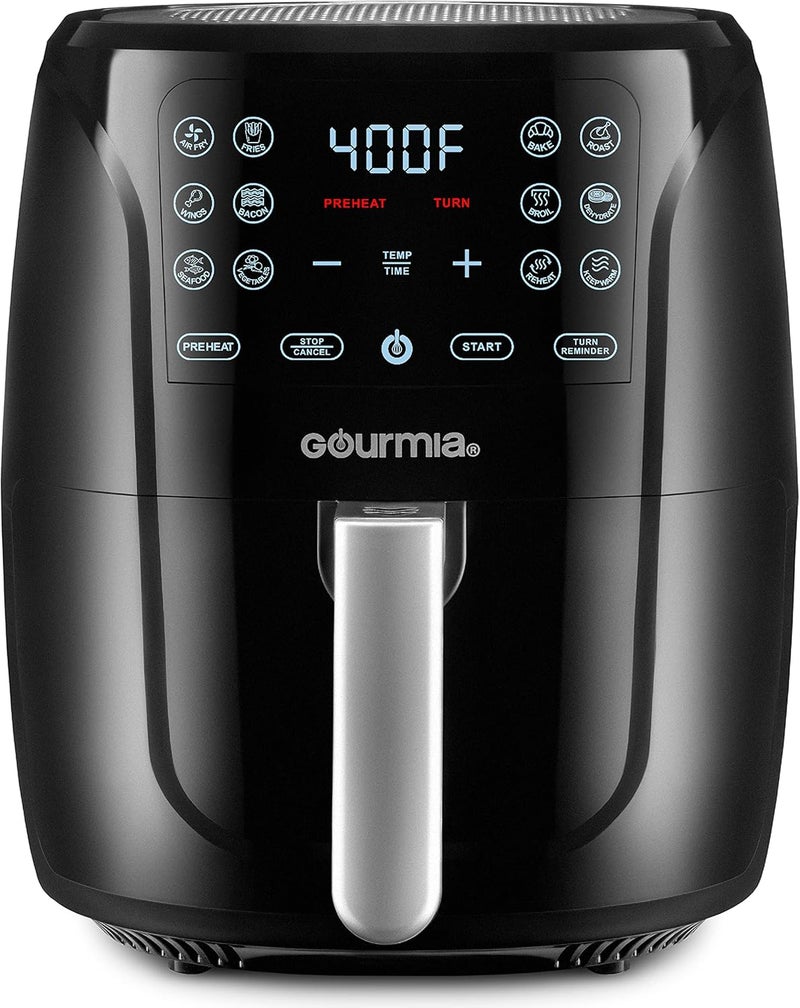 Gourmia Gourmia Air Fryer Oven Digital Display 6 Quart Large AirFryer Cooker 12 1Touch Cooking Presets XL Air Fryer Basket 1500w Power Multifunction Black and Stainless Steel Accents FRY FORCE GAF686 - Image 1