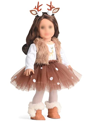Sweet Dolly 18 Inches Doll Clothes Christmas Deer Costume Tutu Dress fits 18 Inch Doll - Image 2