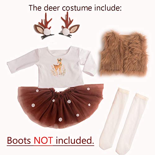 Sweet Dolly 18 Inches Doll Clothes Christmas Deer Costume Tutu Dress fits 18 Inch Doll - Image 5