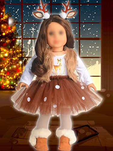 Sweet Dolly 18 Inches Doll Clothes Christmas Deer Costume Tutu Dress fits 18 Inch Doll - Image 4