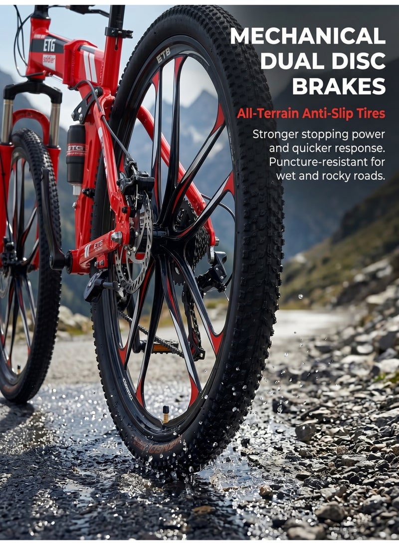 ETG 26-Inch 21-Speed Foldable Mountain Bike – High Carbon Steel Frame, 10-Blade Wheel - Image 3