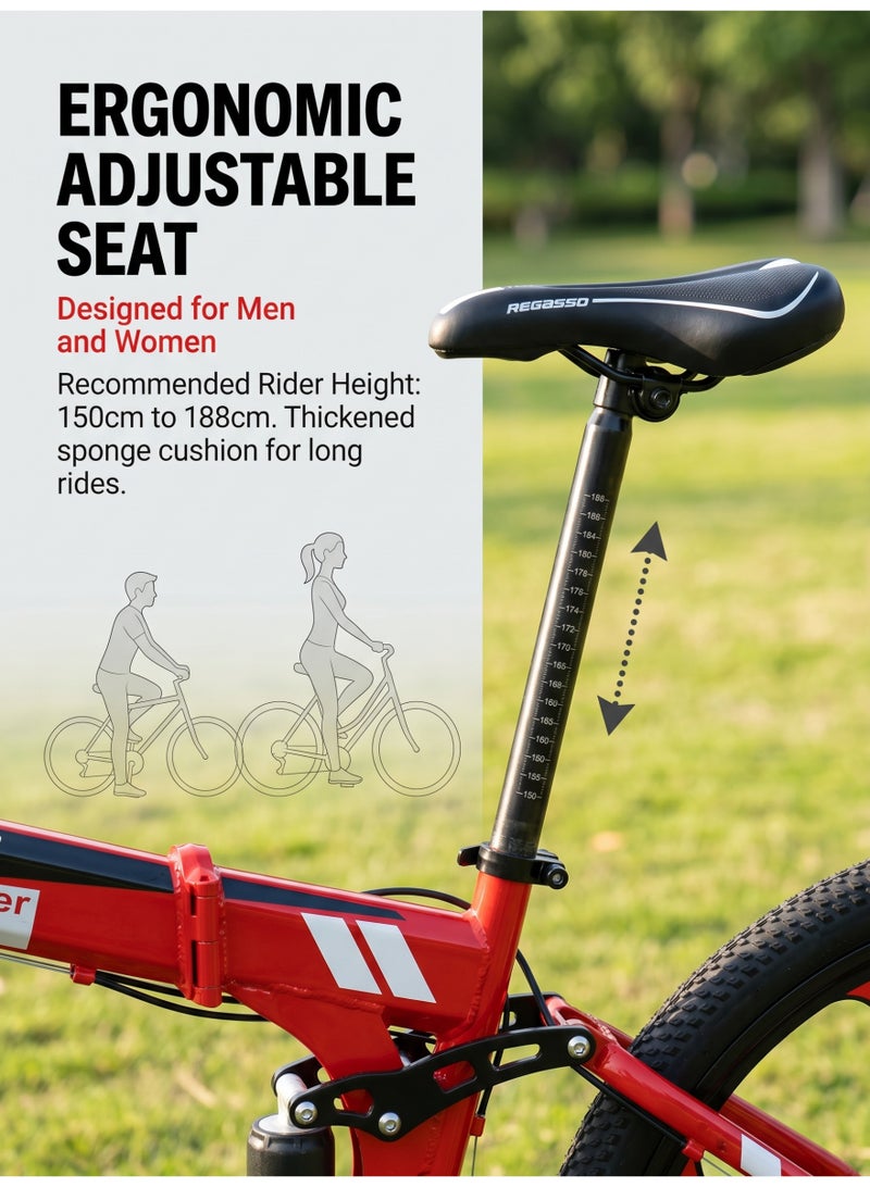 ETG 26-Inch 21-Speed Foldable Mountain Bike – High Carbon Steel Frame, 10-Blade Wheel - Image 4