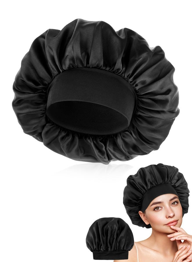 Bonnets for Men, Satin Hair Bonnet Adjustable Soft Silk Sleep Cap Elastic Band Reversible Large Sleep Bonnet for Black Women Curly Hair Braids - Image 1