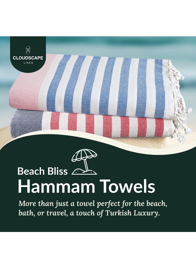 Cloud Scape Linen Turkish Beach Towel Set of 2, 39x71 inches Oversized Lightweight 100% Cotton Hammam Towel, STRP1  - Image 2