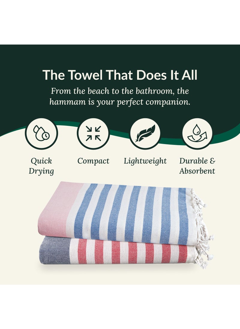 Cloud Scape Linen Turkish Beach Towel Set of 2, 39x71 inches Oversized Lightweight 100% Cotton Hammam Towel, STRP1  - Image 3