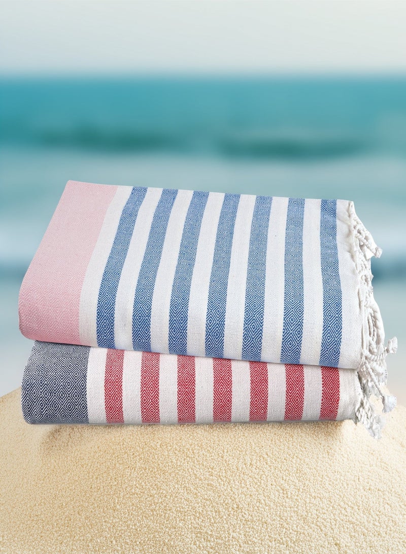 كلاود سكيب لينين طقم مناشف حمام تركية مكون من قطعتين، مقاس 39 × 71 بوصة، منشفة حمام كبيرة الحجم وخفيفة الوزن مصنوعة من القطن بنسبة 100%، STRP1 - Image 1